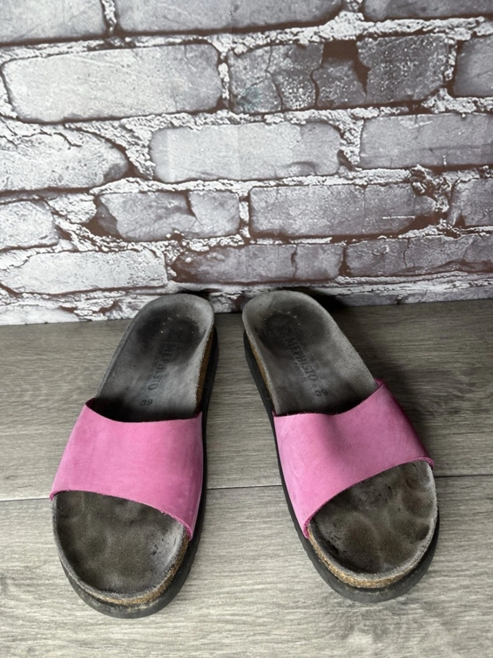 Mephisto Hanik Pink Nubuck Suede Leather Cork Wedge Sandals Women Sz 39EU/8.5M